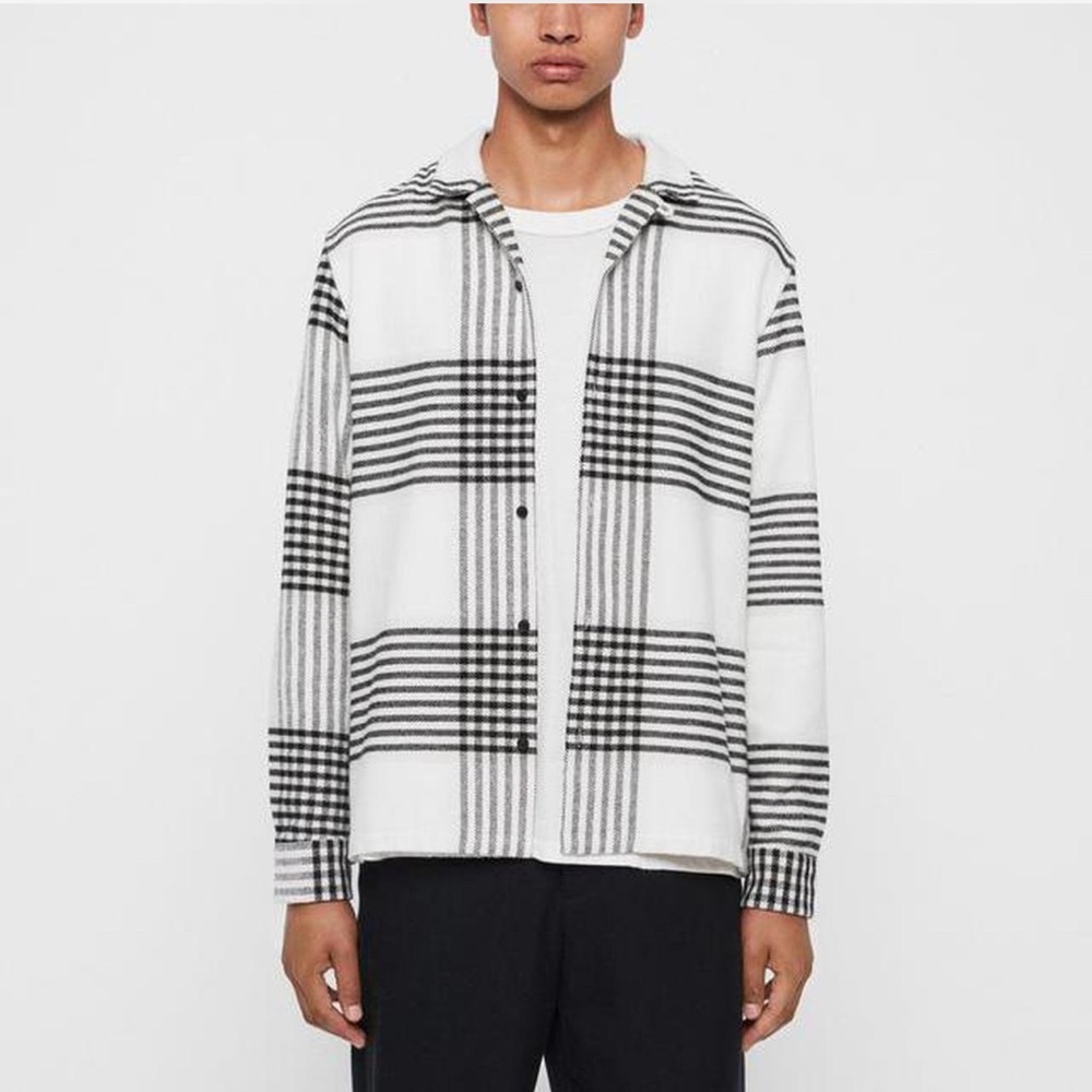 All Saints Black and White Plaid Jacket
